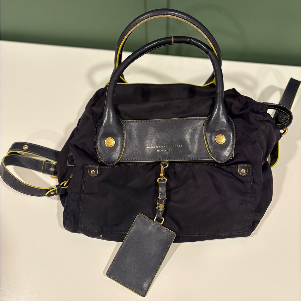 Marc by Marc Jacobs Bag + Wallet Bundle Navy Nylon Leather Trim